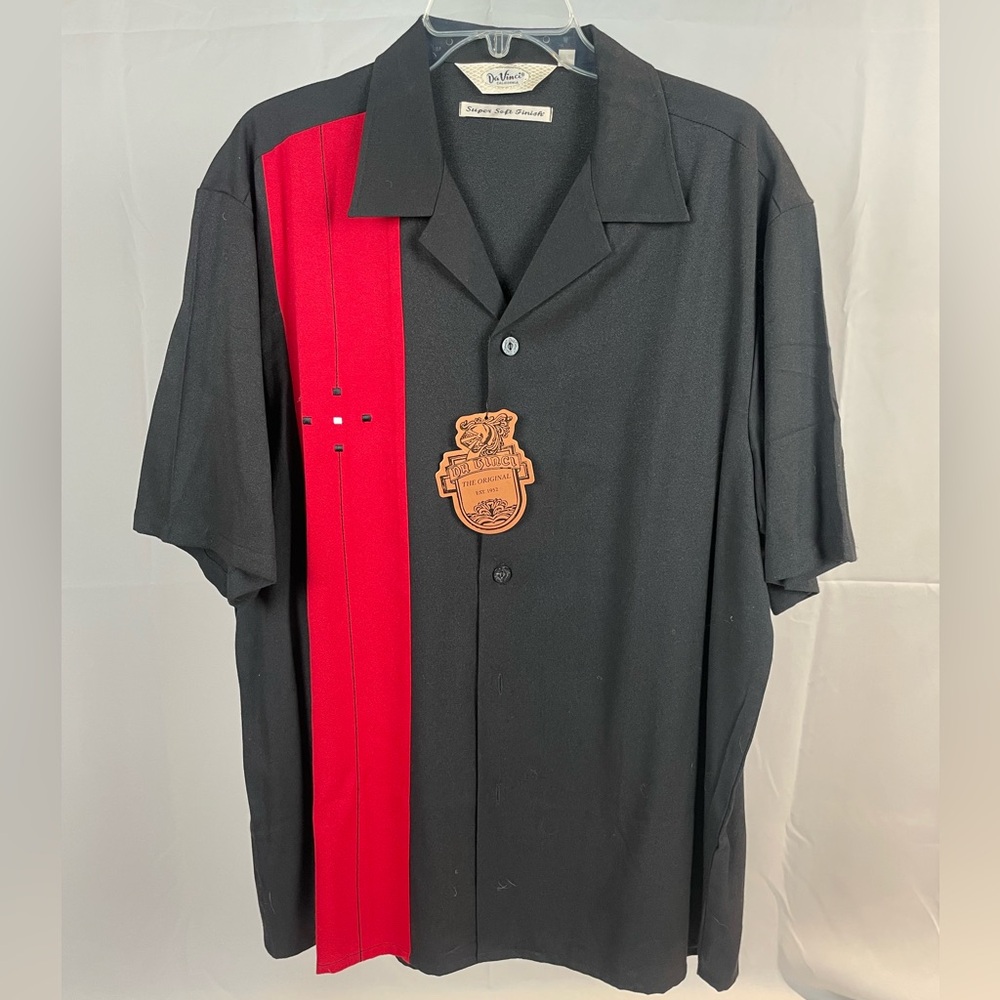 DaVinci Black and Red Casual Button-Down Shirt SLEEPER